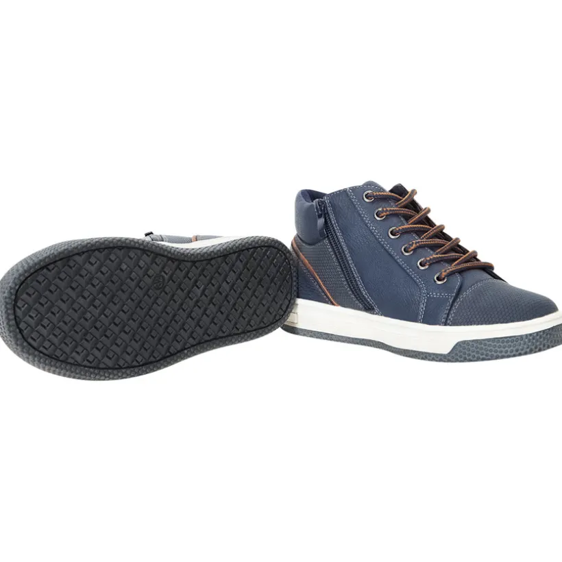 Bottillons marine avec lacets et zip pour garçon