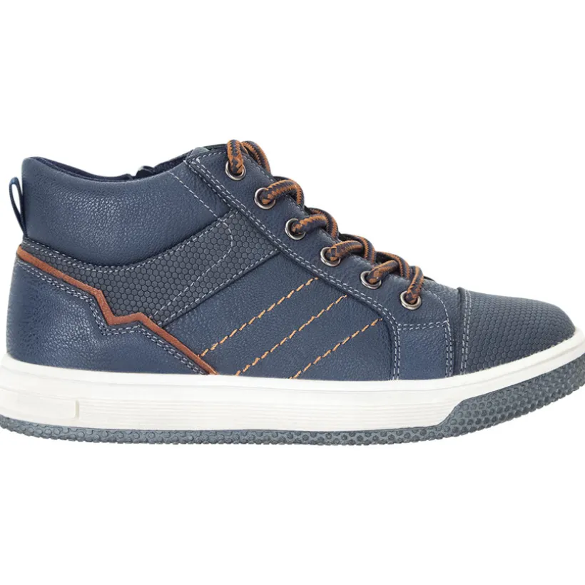 Bottillons marine avec lacets et zip pour garçon