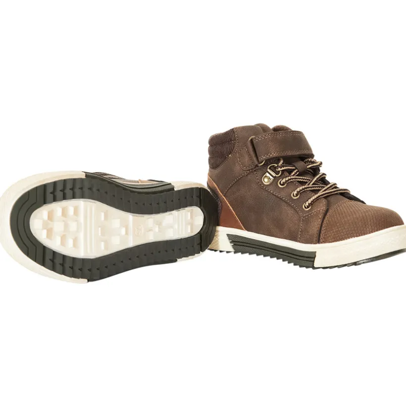 Bottillons marron avec scratch et lacets pour garçon