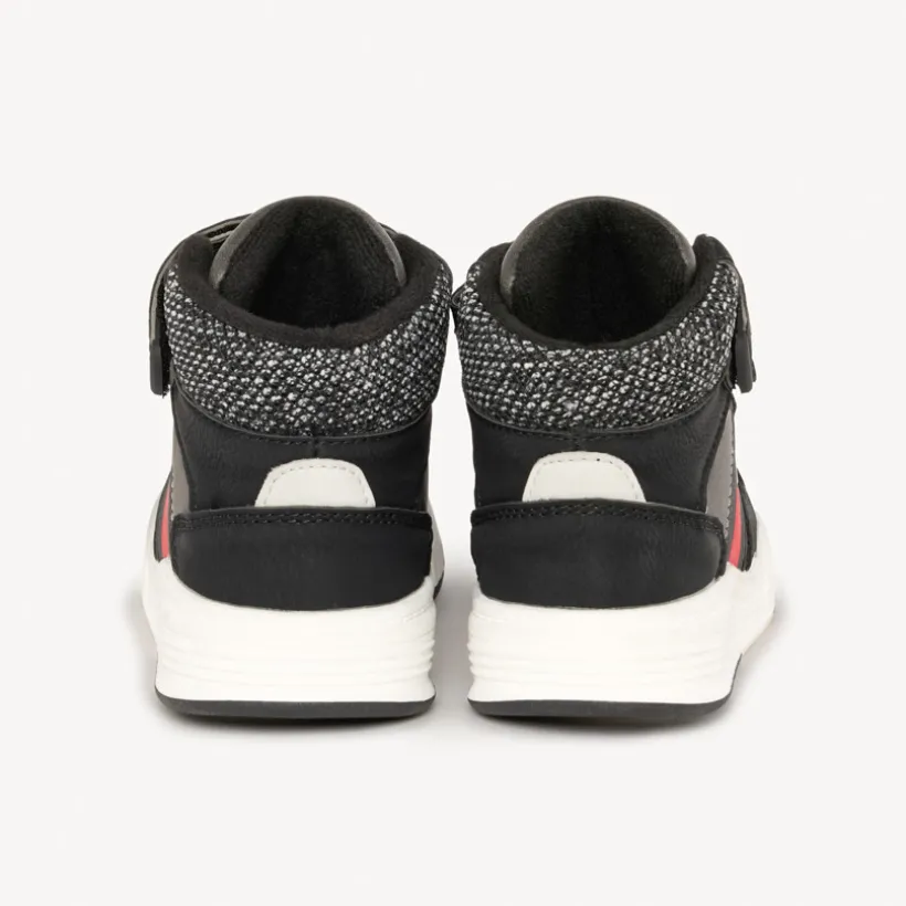 Bottillons noir et gris à lacets élastiques + velcros pour garçon