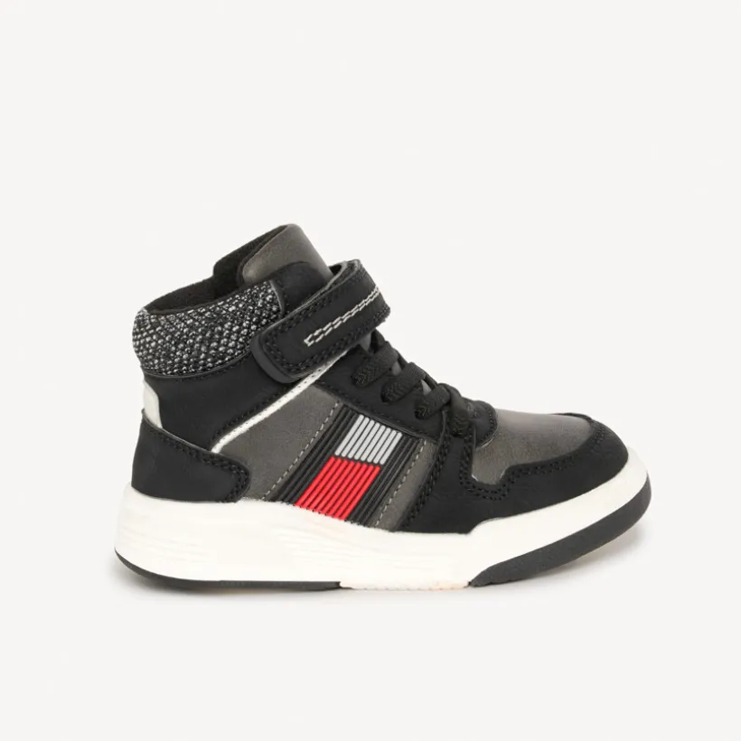 Bottillons noir et gris à lacets élastiques + velcros pour garçon
