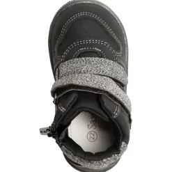 Bottillons noirs pour bébé garçon à scratchs pailletés