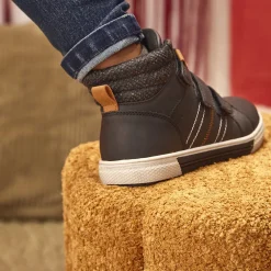 Bottillons noirs triples velcros pour bébé garçon