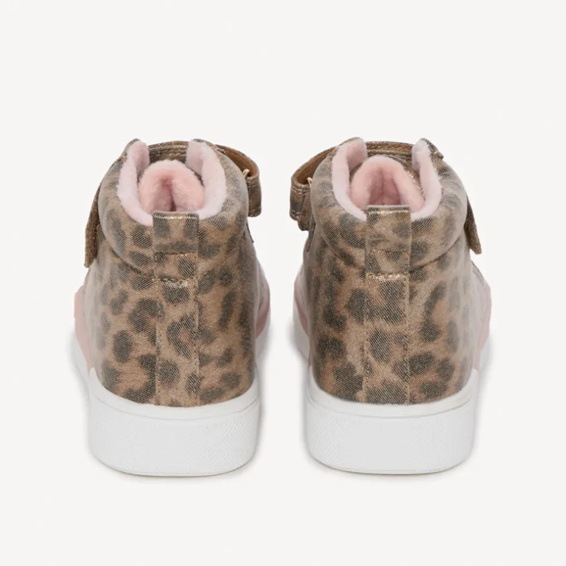 Bottillons rose imprimé léopard avec lacet et velcro pour fille