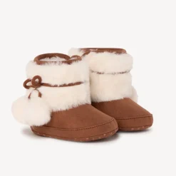 Bottines avec fausse fourrure et pompons pour bébé fille