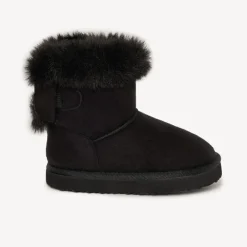 Bottines avec faussure fourrure et nœud pour bébé fille