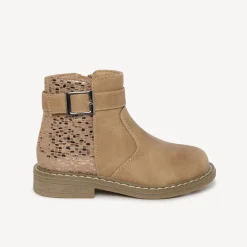 Bottines à boucle effet peau de serpent dorée pour fille