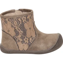 Bottines dorées avec tige en dentelle