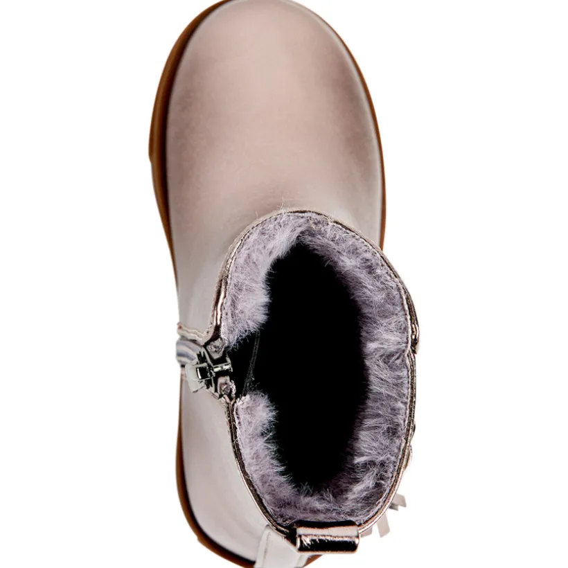 Bottines effet irisé à boucle et pompon pour bébé fille