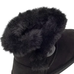 Bottines fourrées effet suédine avec bouton fantaisie pour fille