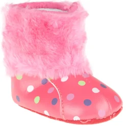 Bottines imprimé pois et fausse fourrure