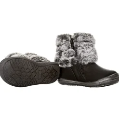 Bottines noires avec col effet fausse fourrure pour bébé fille