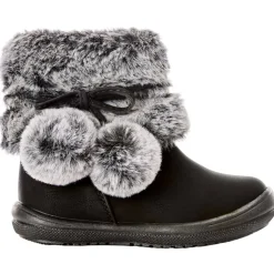 Bottines noires avec col effet fausse fourrure pour bébé fille
