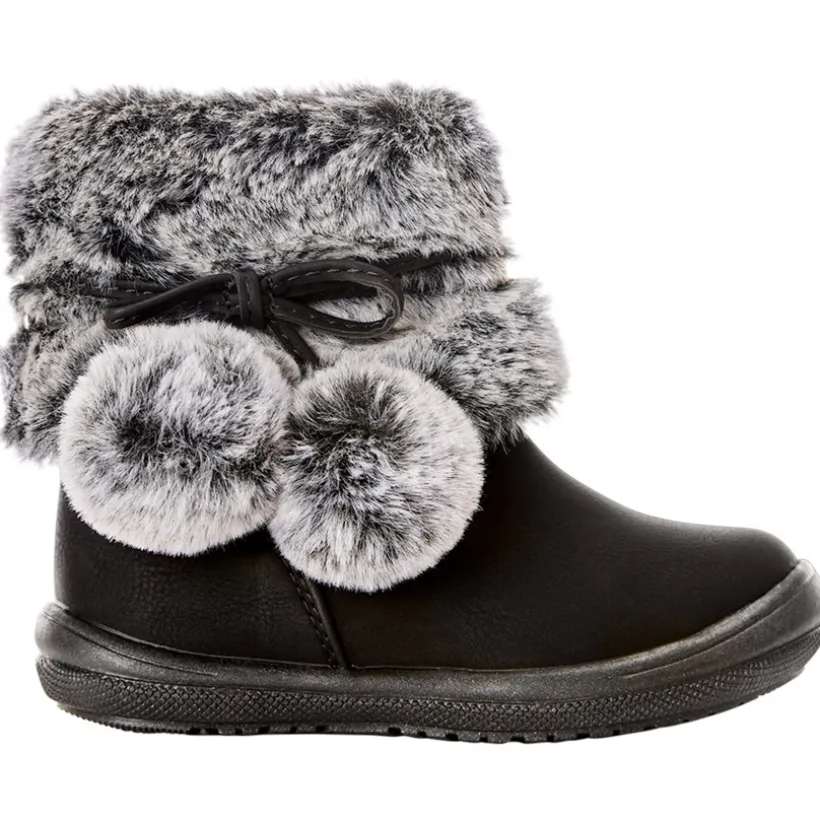 Bottines noires avec col effet fausse fourrure pour bébé fille