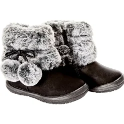Bottines noires avec col effet fausse fourrure pour bébé fille