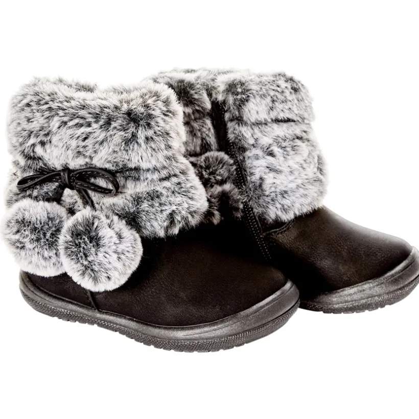 Bottines noires avec col effet fausse fourrure pour bébé fille