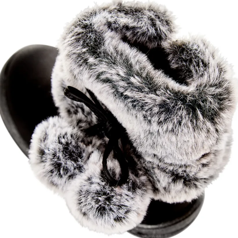 Bottines noires avec col effet fausse fourrure pour bébé fille