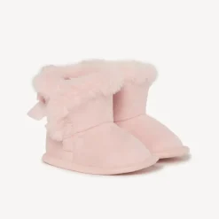 Bottines souples à fausse fourrure et nœud pour bébé fille