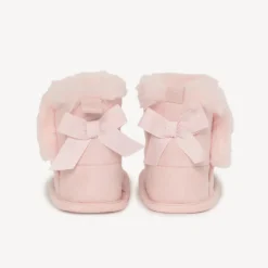 Bottines souples à fausse fourrure et nœud pour bébé fille