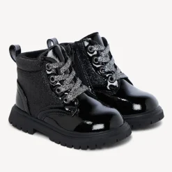 Bottines vernies et pailletées à zip pour bébé fille