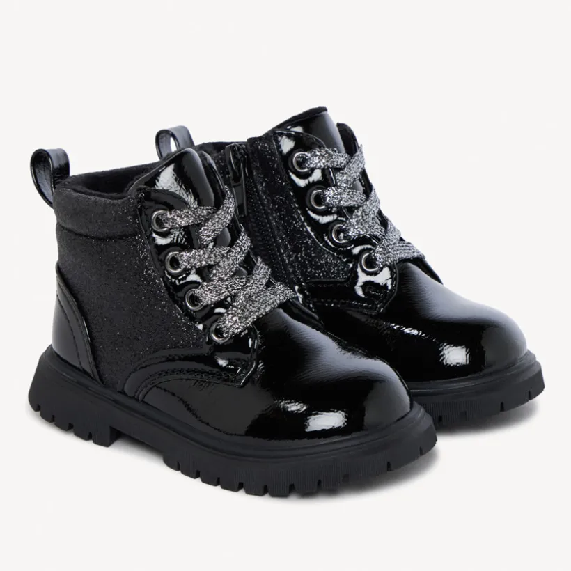 Bottines vernies et pailletées à zip pour bébé fille