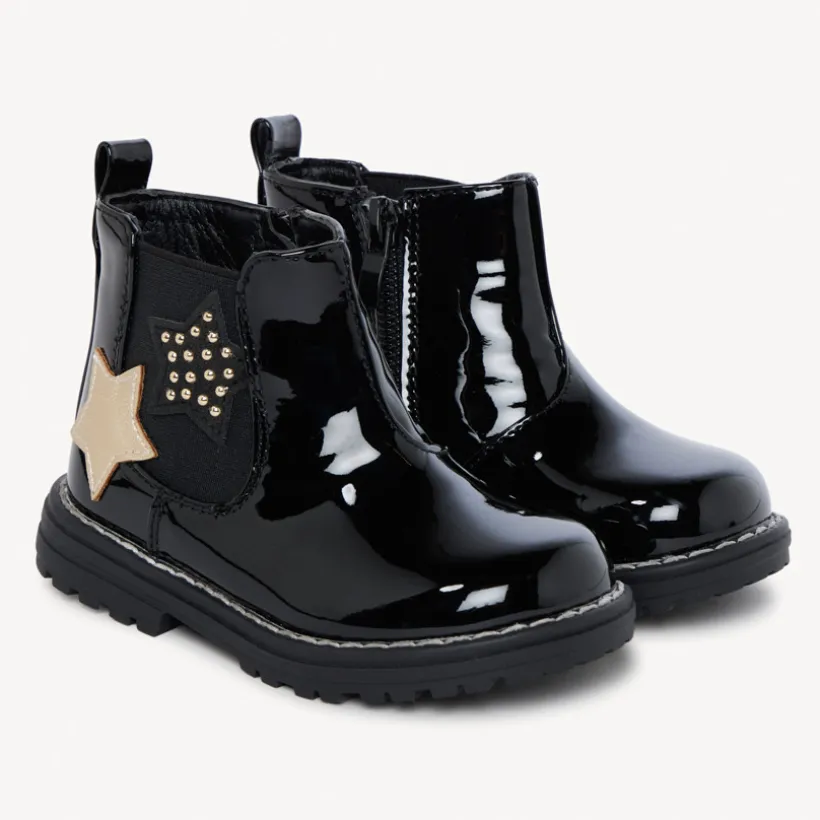 Bottines vernies et étoilées à zip pour bébé fille
