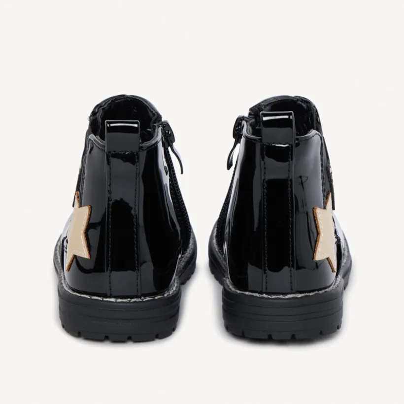 Bottines vernies et étoilées à zip pour bébé fille