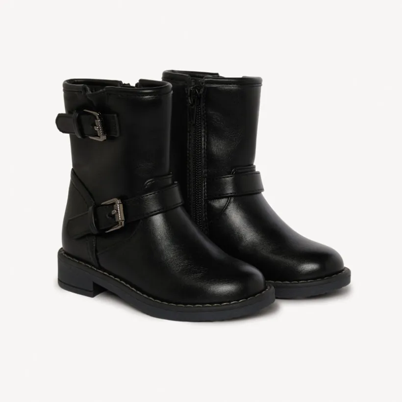 Bottines zippées à boucles en simili cuir pour fille