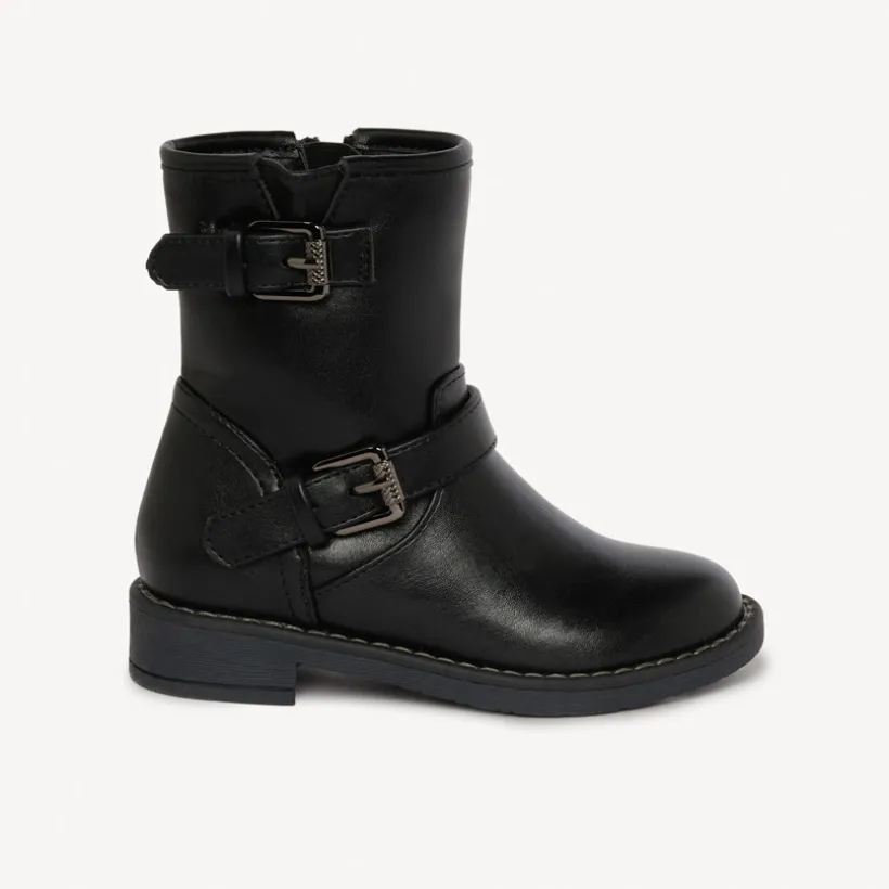 Bottines zippées à boucles en simili cuir pour fille