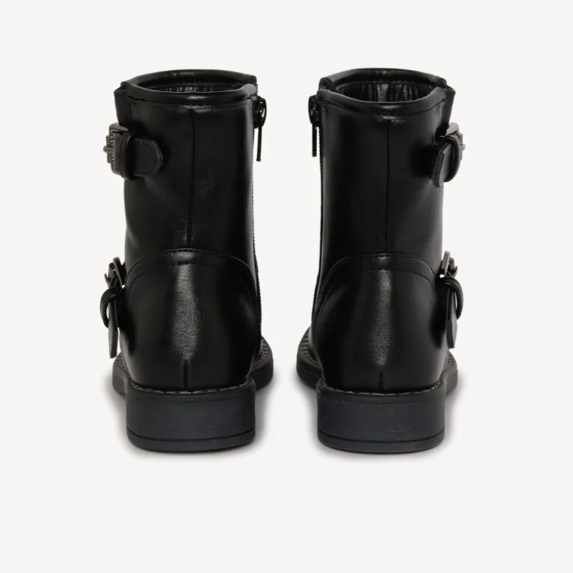Bottines zippées à boucles en simili cuir pour fille