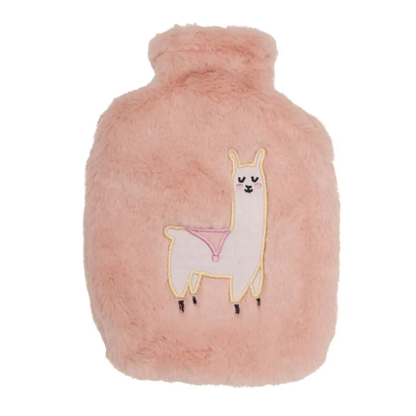 Bouillotte en fausse fourrure Lama rose