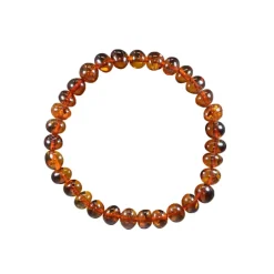 Bracelet adulte en perle d'ambre - Cognac