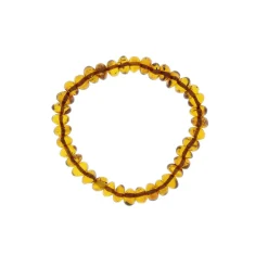 Bracelet d'ambre élastique pour adulte cognac