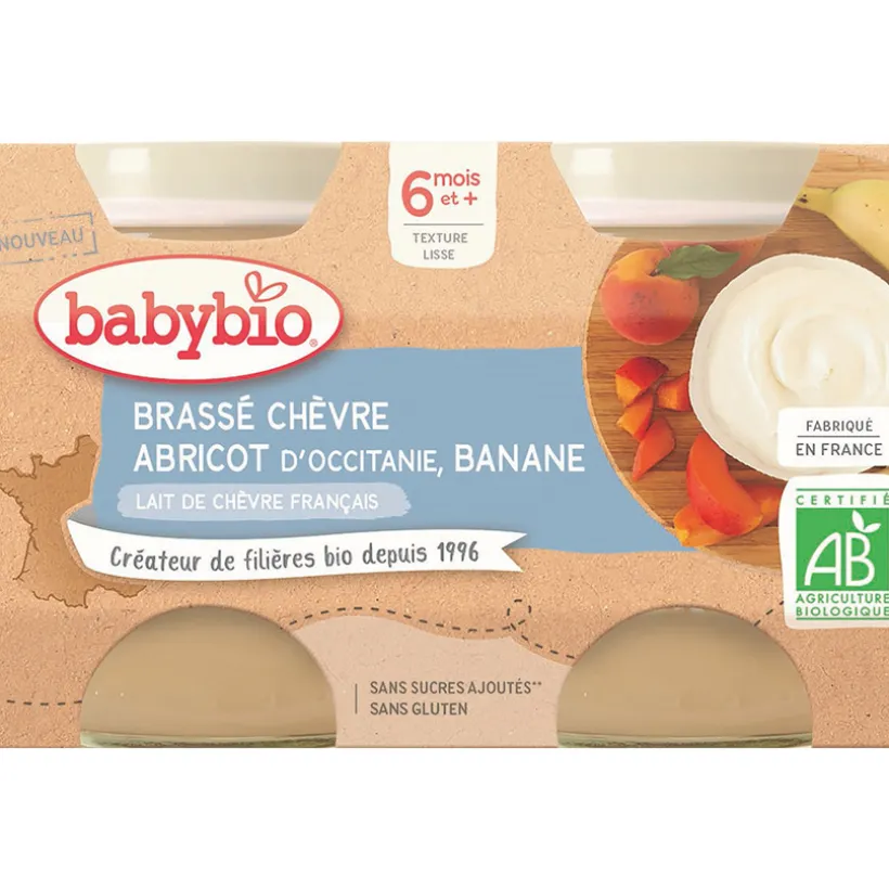 Brassé au lait de chèvre, abricot et banane 2x130g