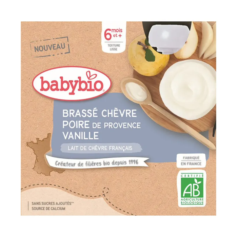 Brassé au lait de chèvre, poire et vanille 4x85g