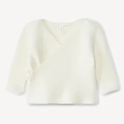 Brassière en tricot point mousse uni pour bébé fille