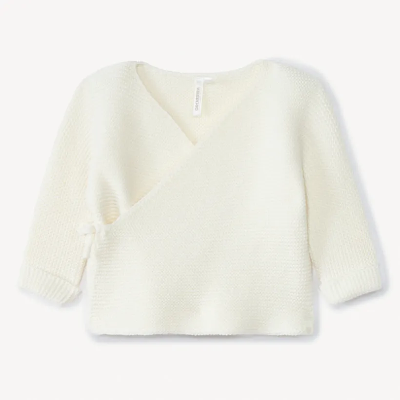 Brassière en tricot point mousse uni pour bébé fille