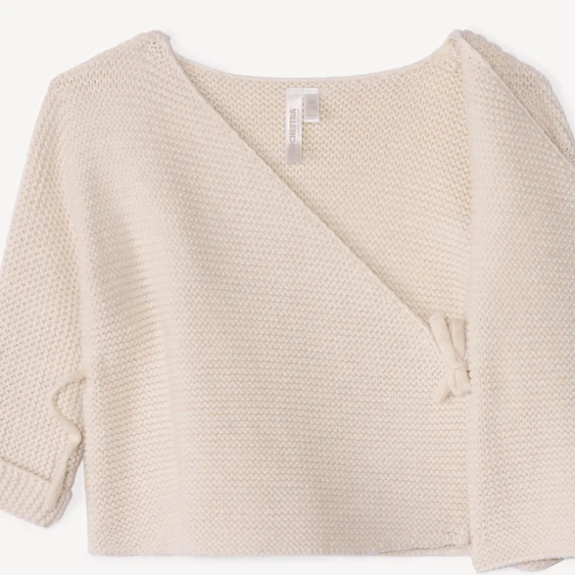 Brassière unie en tricot point mousse pour bébé