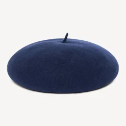 Béret en feutrine uni bleu marine pour fille
