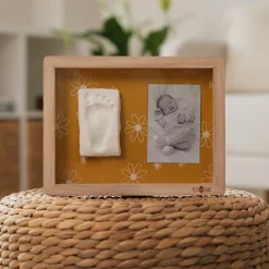 Cadre avec empreinte et photo Daisy ocre