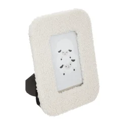 Cadre photo en teddy bouclettes blanc