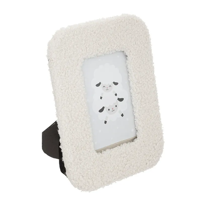 Cadre photo en teddy bouclettes blanc