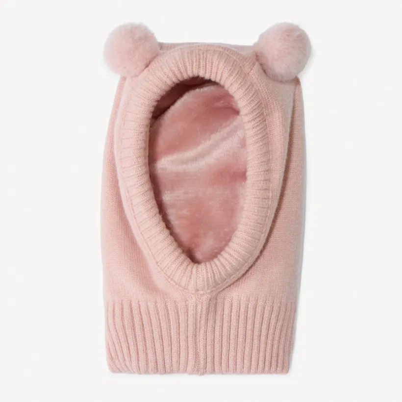Cagoule à pompons doublée sherpa pour bébé fille