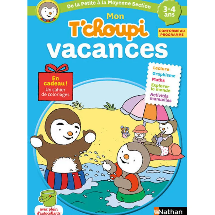 Cahier de vacances Mon T'choupi vacances 3-4 ans