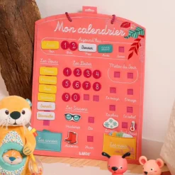 Calendrier ludique en tissu corail