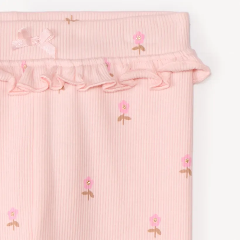 Caleçon côtelé et imprimé à paillettes pour bébé fille