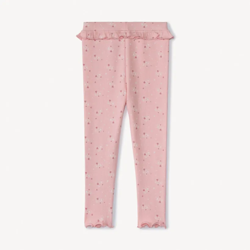 Caleçon long côtelé à imprimé fantaisie pour bébé fille