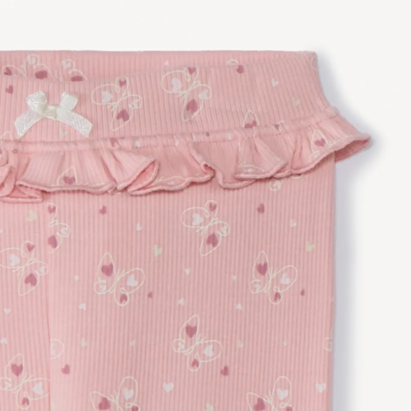 Caleçon long côtelé à imprimé fantaisie pour bébé fille
