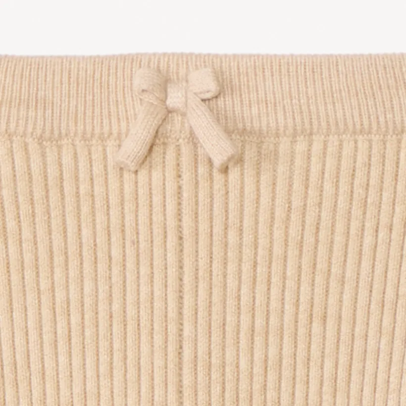 Caleçon long côtelé uni pour bébé fille