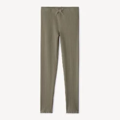Caleçon long uni en maille côtelé avec nœud pour fille